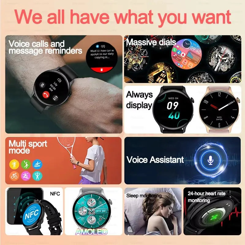 2024 New NFC GPS Smart Watch Women 1.43 Inch AMOLED 466*466 HD Screen Always Display Sport Watch Women Bluetooth Call Smartwatch