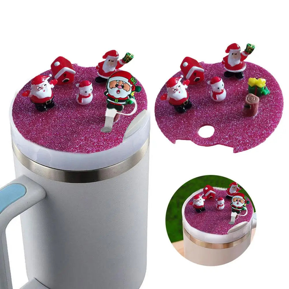 Christmas Water Cup Accessories for stanley Cup Lid Cartoon Three-dimensional Straw Cap Large Diameter Dust Plug Straw Cove I1C9