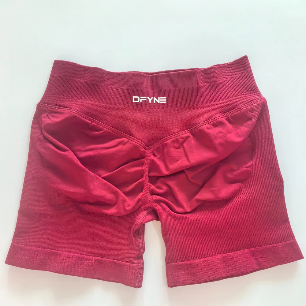 Dfyne Impact Shorts Low Ribbed Band Yoga Shorts Seamless Scrunch Bum Workout Gym Shorts Booty Stretch Running Shorts Fitness