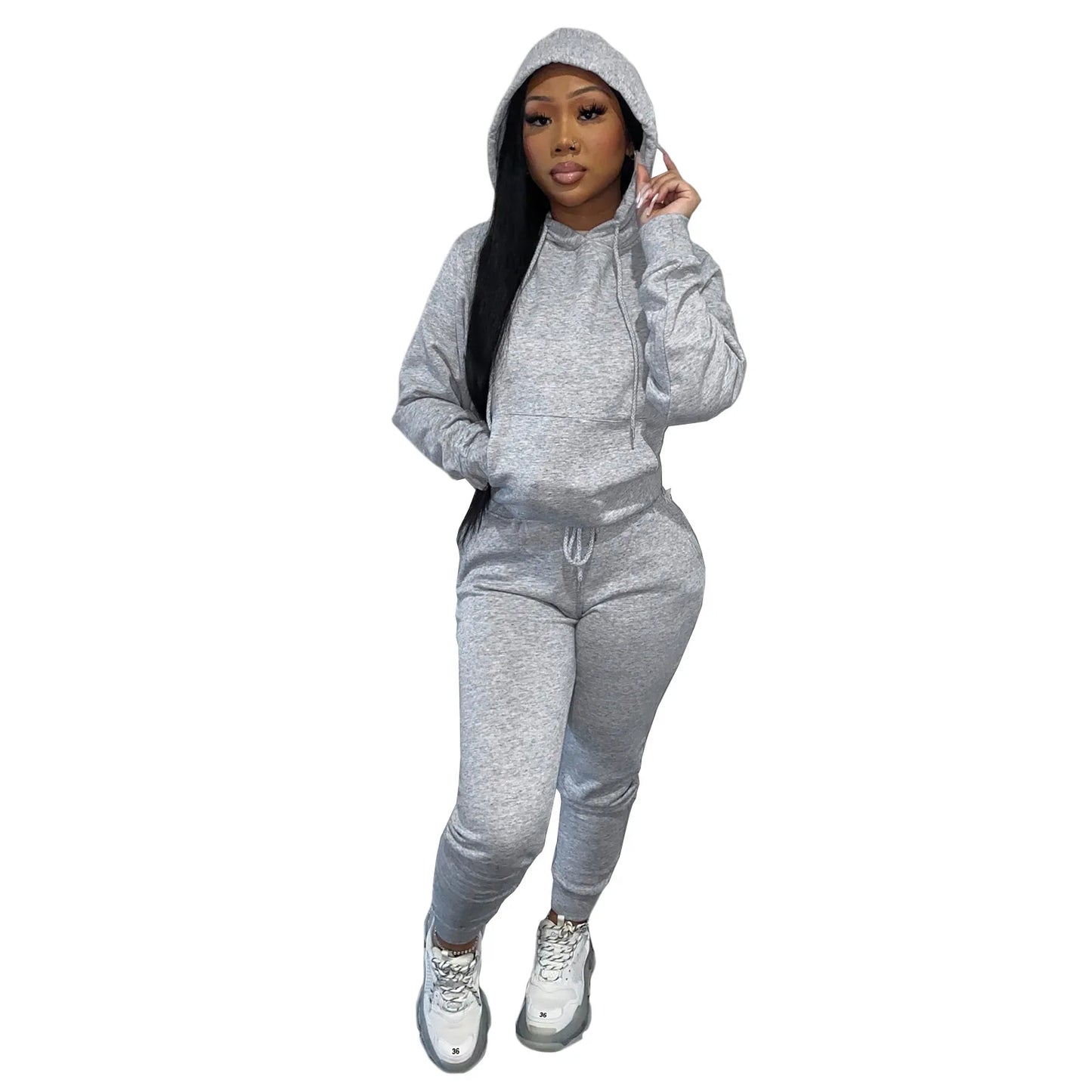 Thick Fleece Sweatpants & Hoodie Top Track Suit Women 2 Piece Jogging Set Outfits Jogger Sport Two Piece sweatsuit Set