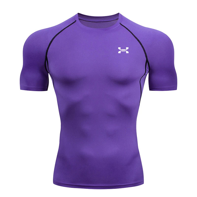 Summer Sport Run Top T-shirt Men Gym Compression T-shirt Fitness Workout Quick Dry Jogging Short Sleeves Tees Shirt Men Clothing