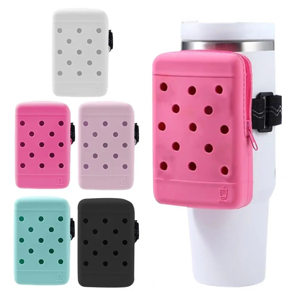 Workout Cup Holder Adjustable Silicone Water Bottle Pouch with Phone Holder for Sports Gym Capacity Tumbler Bag Accessories