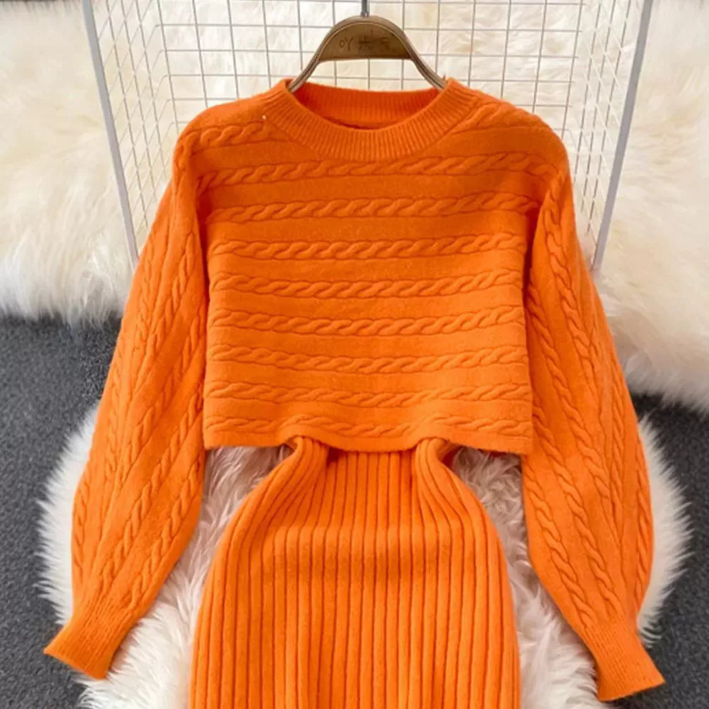 Women Sweater Dress Knit Long Sleeve & Casual Sleeveless Two Piece Sets Dress Sets Matching Sets Party Pullovers Autumn Winter