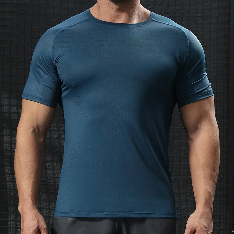 Men's Quick Dry Short Sleeve Sport T Shirt Gym Training Jerseys Fitness Shirt Trainer Running Tee Breathable Sportswear