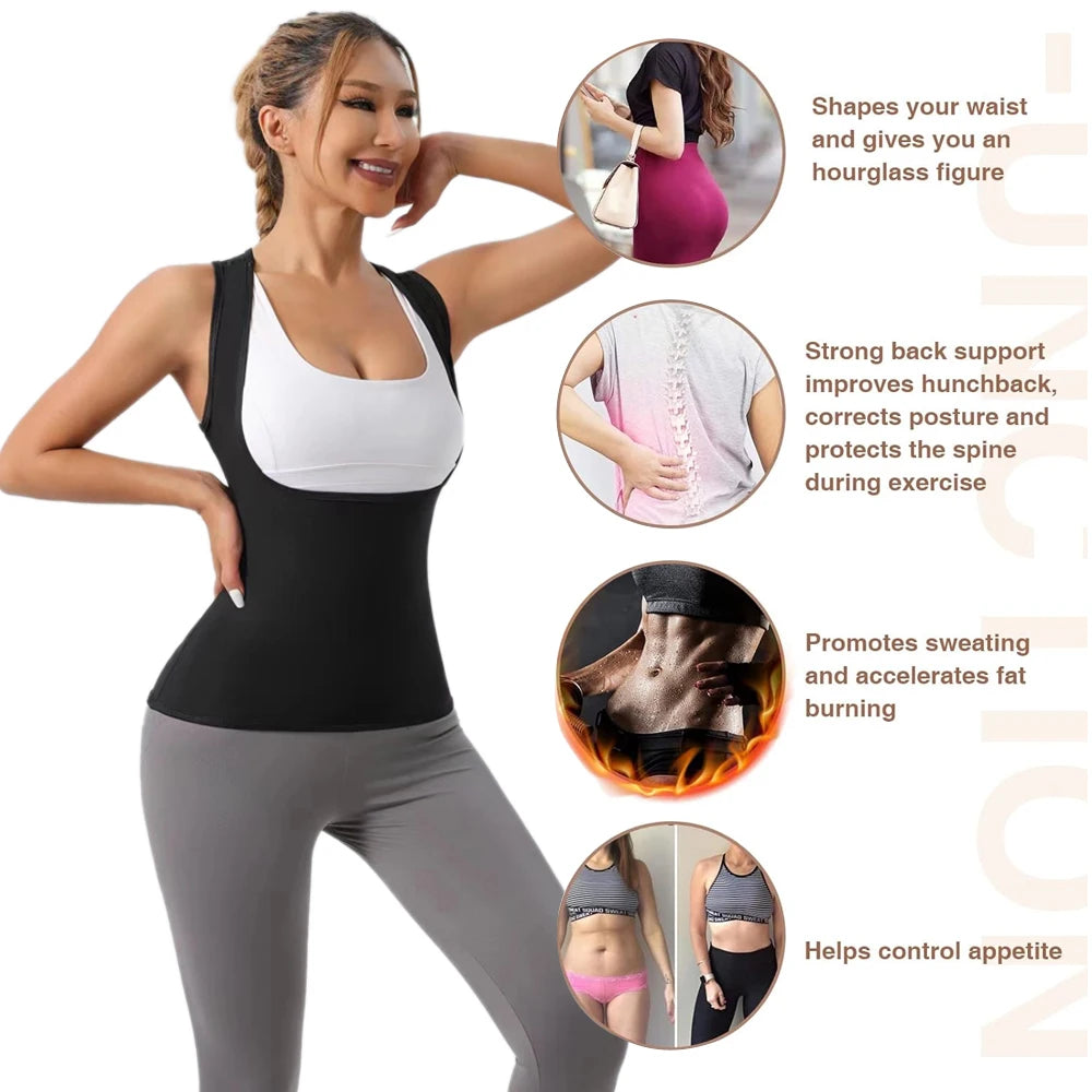 1Pcs Sauna Vest Sweat Waist Trainer for Women Lower Belly Fat & Sauna Suit Effect Neoprene Workout Tank Top  Ppower Lifting Belt