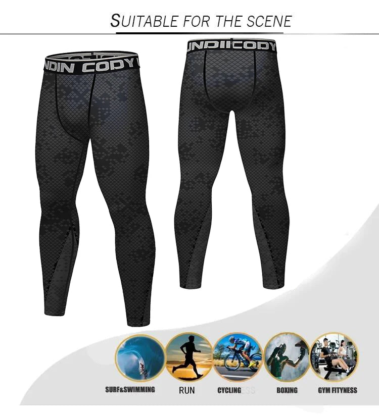 Camouflage Men's Compression Pants Athletic Leggings Non-Pocket Uv sun protection Riding Pants Stretch Gym Fitness Tights