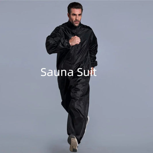 Sauna Suit Man Loose Gym Clothing Sets for Sweating Weight Loss Sports Active Wear Slimming Full Body Tracksuit Solid Fitness