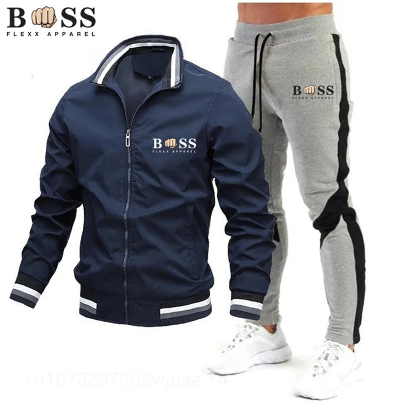 New Mens Tracksuits 2024 Men Sets Sweatshirt+sweatpants Tracksuit Zipper Stand Collar Sports Suit Jogging Fitness Men Clothing