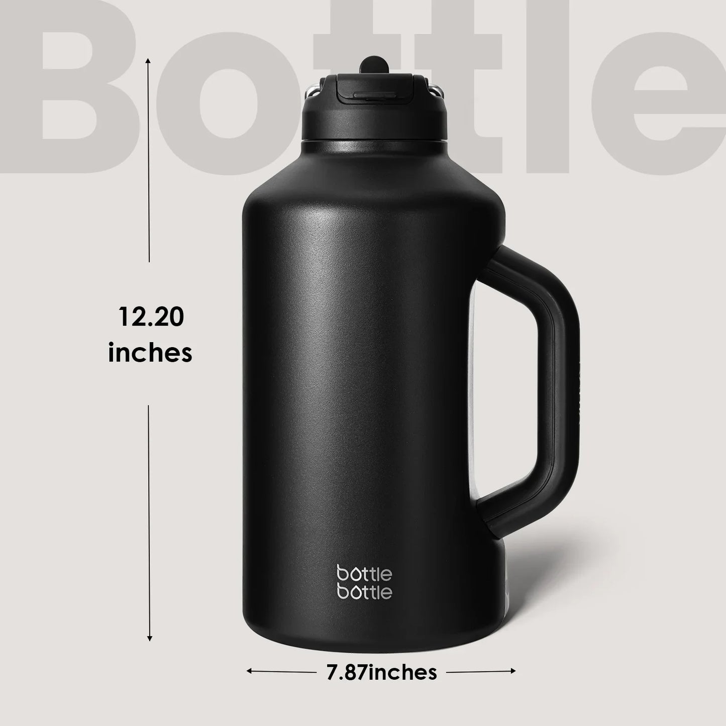 Stainless Steel Insulated Half Gallon 64 oz Water Bottle for Workout GYM Fitness