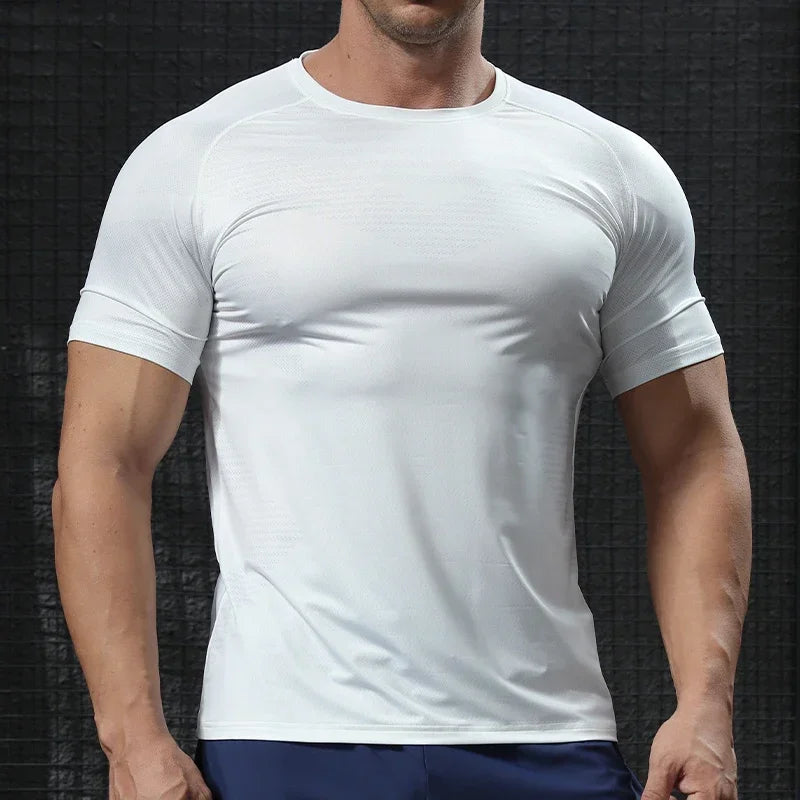 Men's Quick Dry Short Sleeve Sport T Shirt Gym Training Jerseys Fitness Shirt Trainer Running Tee Breathable Sportswear