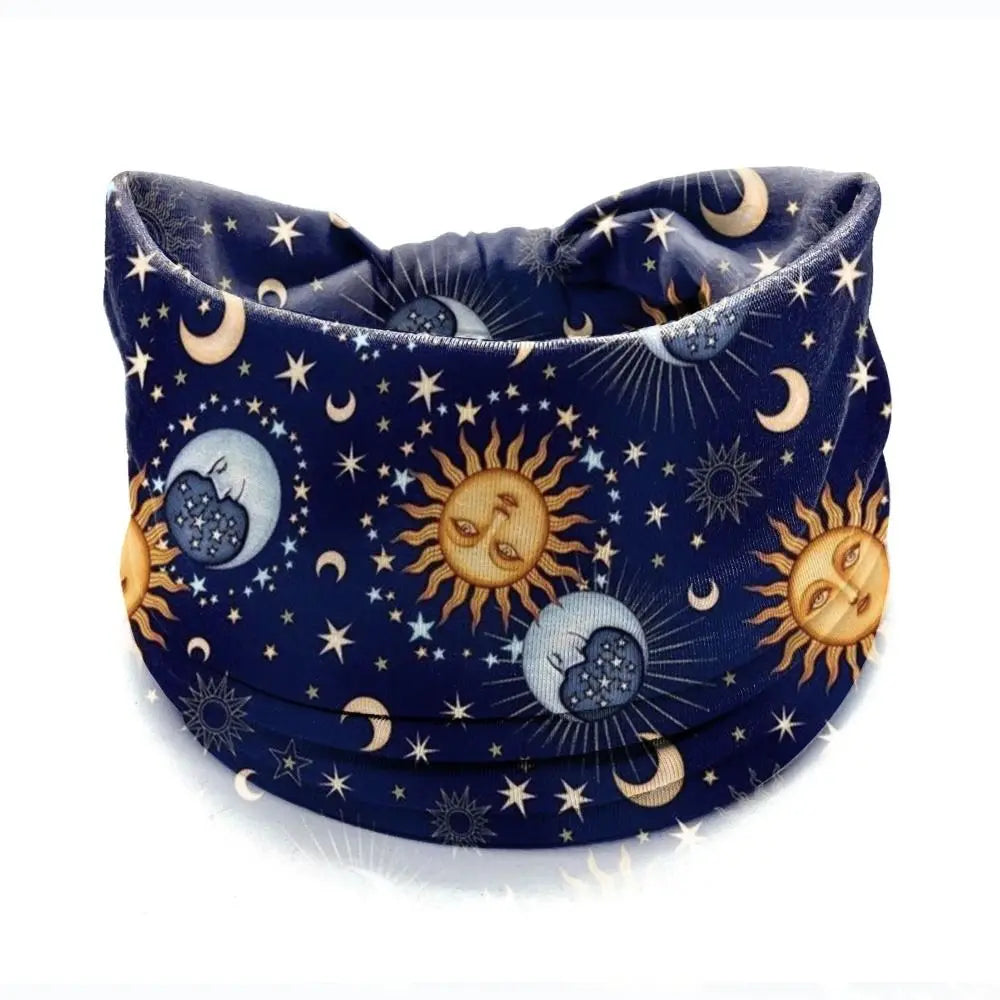 Vintage Knot Wide Headbands New Flower Print Boho Printed Headscarf Star Printed Wide Brim Hair Accessories Yoga