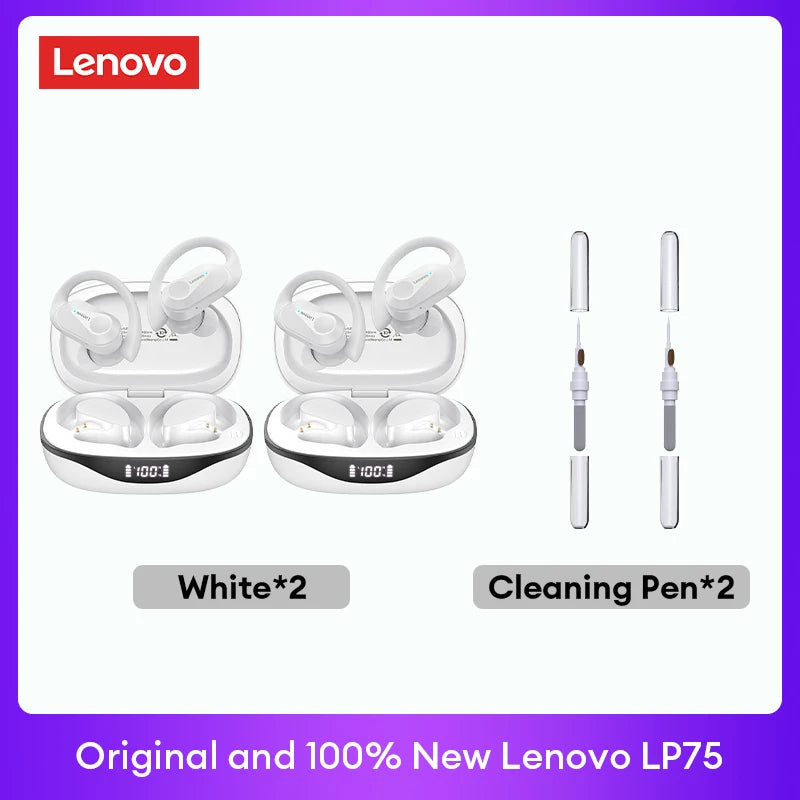 Original Lenovo LP75 TWS Bluetooth V5.3 Headphones Wireless LED Digital Display Earphones Noise Reduction Waterproof Headset New