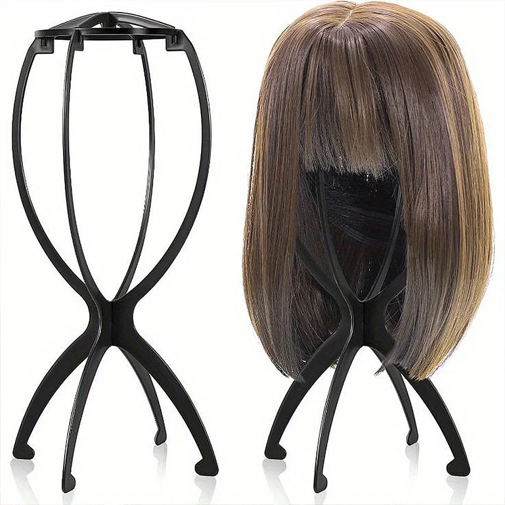 Wigundle Link Together Synthetic Wig Stands Plastic Hat Display Wig Head Holders Mannequin Head/Stand Portable Folding Wig Stand