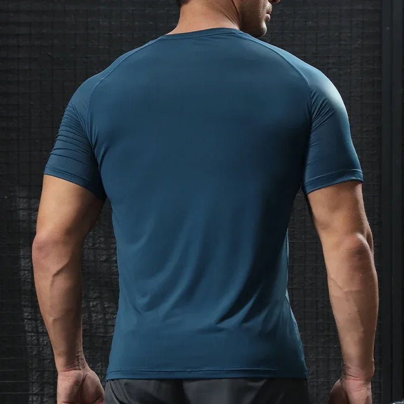 Men's Quick Dry Short Sleeve Sport T Shirt Gym Training Jerseys Fitness Shirt Trainer Running Tee Breathable Sportswear