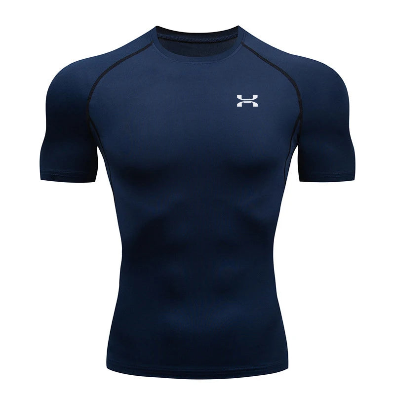 Summer Sport Run Top T-shirt Men Gym Compression T-shirt Fitness Workout Quick Dry Jogging Short Sleeves Tees Shirt Men Clothing