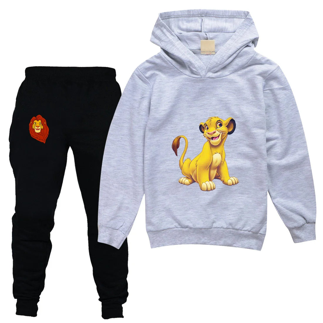 The Lion King Simba Boys Girls Casual Thin Hoodies Black Pants Children Outerwear Clothing Sets Kids Sportswear Suits