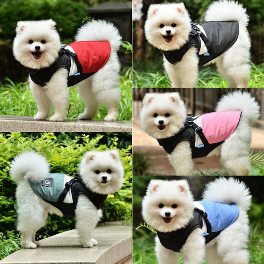 Pet Dog Jacket With Harness Winter Warm Dog Clothes Waterproof Big Dog Coat For Labrador Chihuahua French Bulldog Outfits