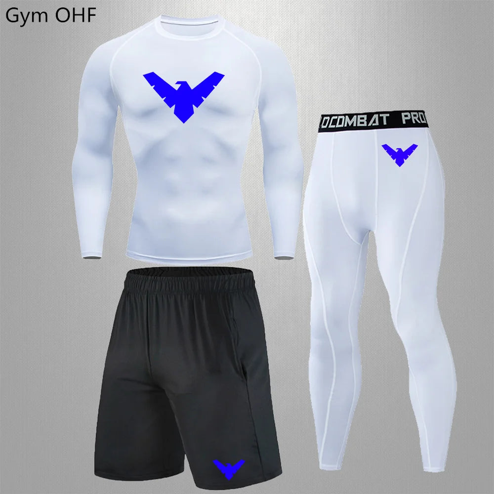 Nightwing Men's Compression Sportswear Suits Gym Tights Training Clothes Workout Jogging Running Set Rashguard Tracksuit For Men