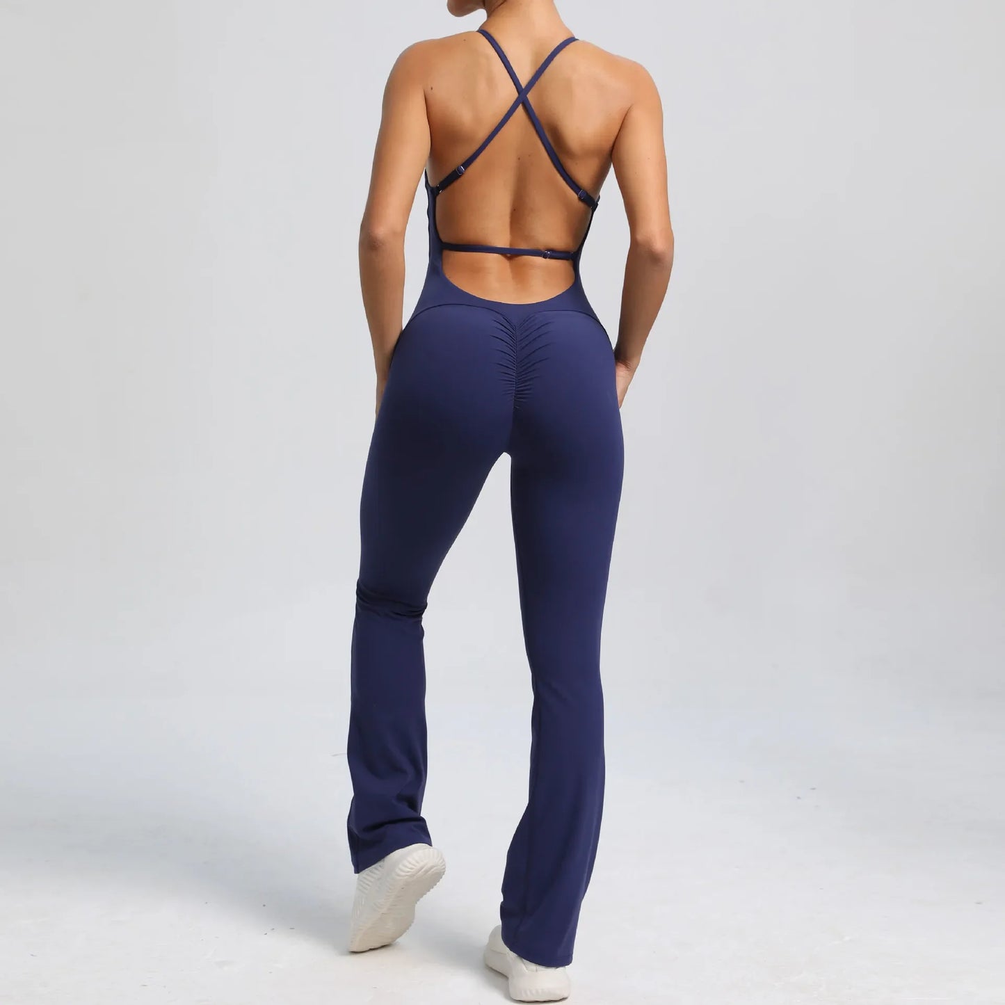 2024 Nylon Pad Bunny Sportwear Fitness Yoga Set Workout Flared Legging One Piece Jumpsuit Pants Exercise Active Wear Bodysuit