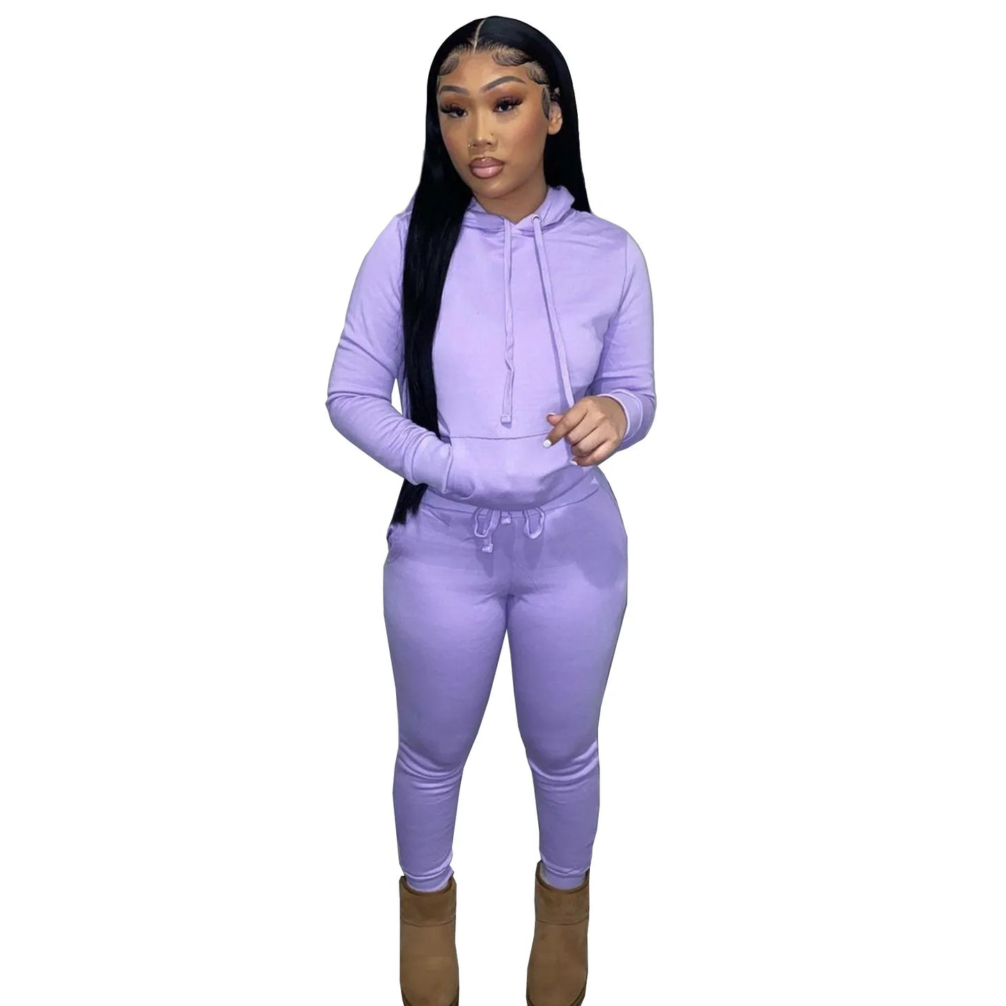 Thick Fleece Sweatpants & Hoodie Top Track Suit Women 2 Piece Jogging Set Outfits Jogger Sport Two Piece sweatsuit Set