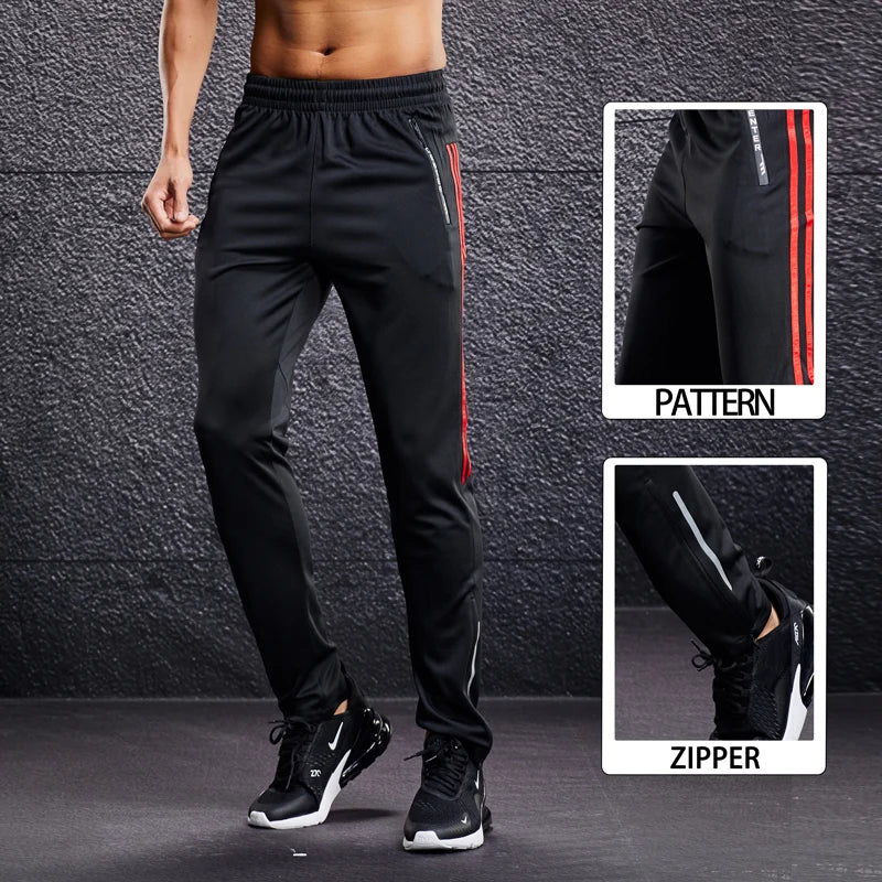 Men Fitness Running Sport Pants with Zipper Pockets Training Joggings Sweatpants Basketball Soccer Trousers Plus Size for Male