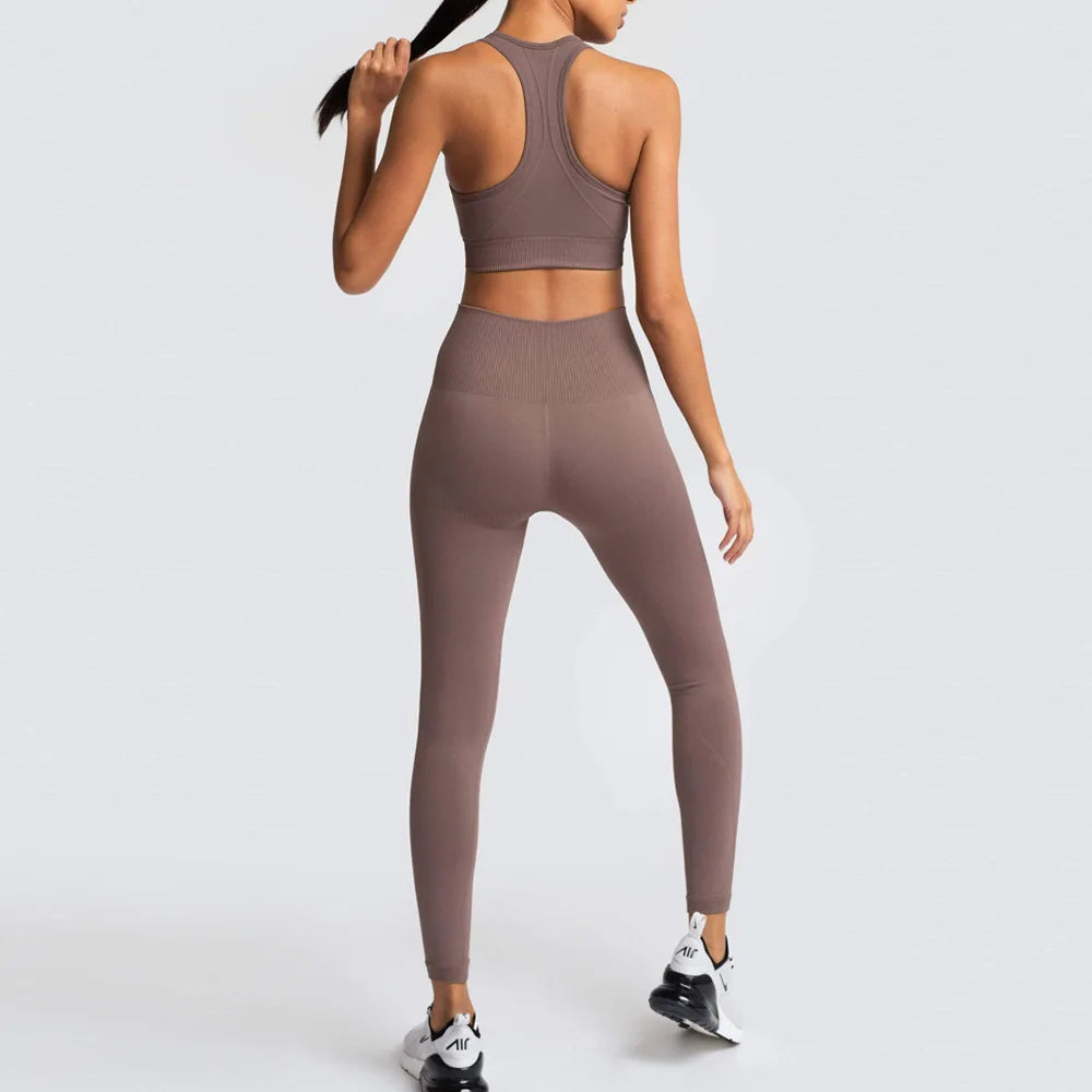 Best-selling Solid Color Seamless Knit Ass Yoga Suit Sports Fitness Vest Suit