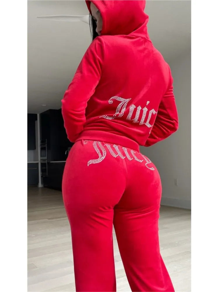 Autumn And Winter New Printed Letter Sweatshirt Women's Suit Fashion Casual Simple Elegant Female Hoodie Pants 2 Piece Set 2024