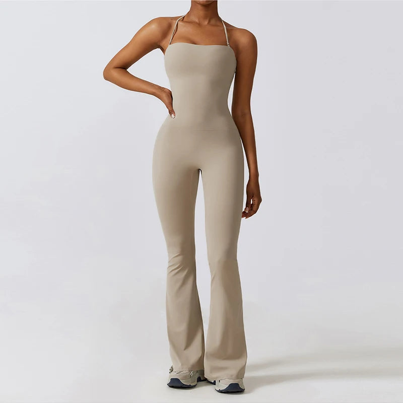 One-piece Yoga Suit Bell Bottoms Gym Set Women Sports Jumpsuit Women Fitness Rompers Stretch Workout Flare Leggings Bodysuits