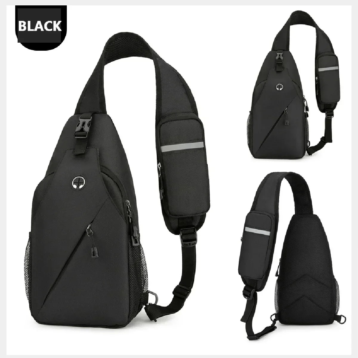 Fashionable sports and leisure chest bag, waterproof nylon material, storage phone bag, multifunctional and multi layered