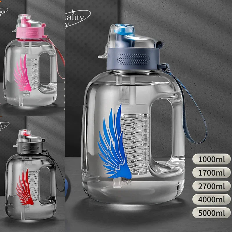 5L 4L Bottle Cup Larger Capacity Sport Drink Fitness Outdoor BPA FREE Big Water Bottle Kettle Pot 1000ml 1700ml 2700ml Bucket