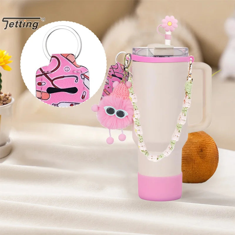 6Pcs/set 40oz 30oz Water Cup Decor Compatible With Stanley Cup Tumbler Water Bottle Handle Sling Strap Accessories