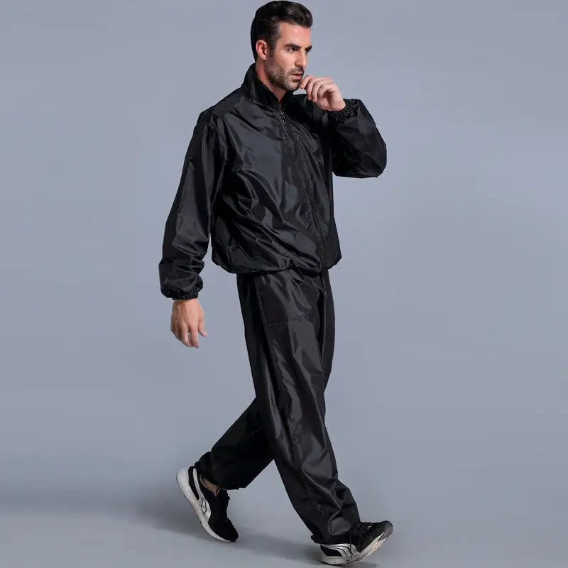 Sauna Suit Man Loose Gym Clothing Sets for Sweating Weight Loss Sports Active Wear Slimming Full Body Tracksuit Solid Fitness