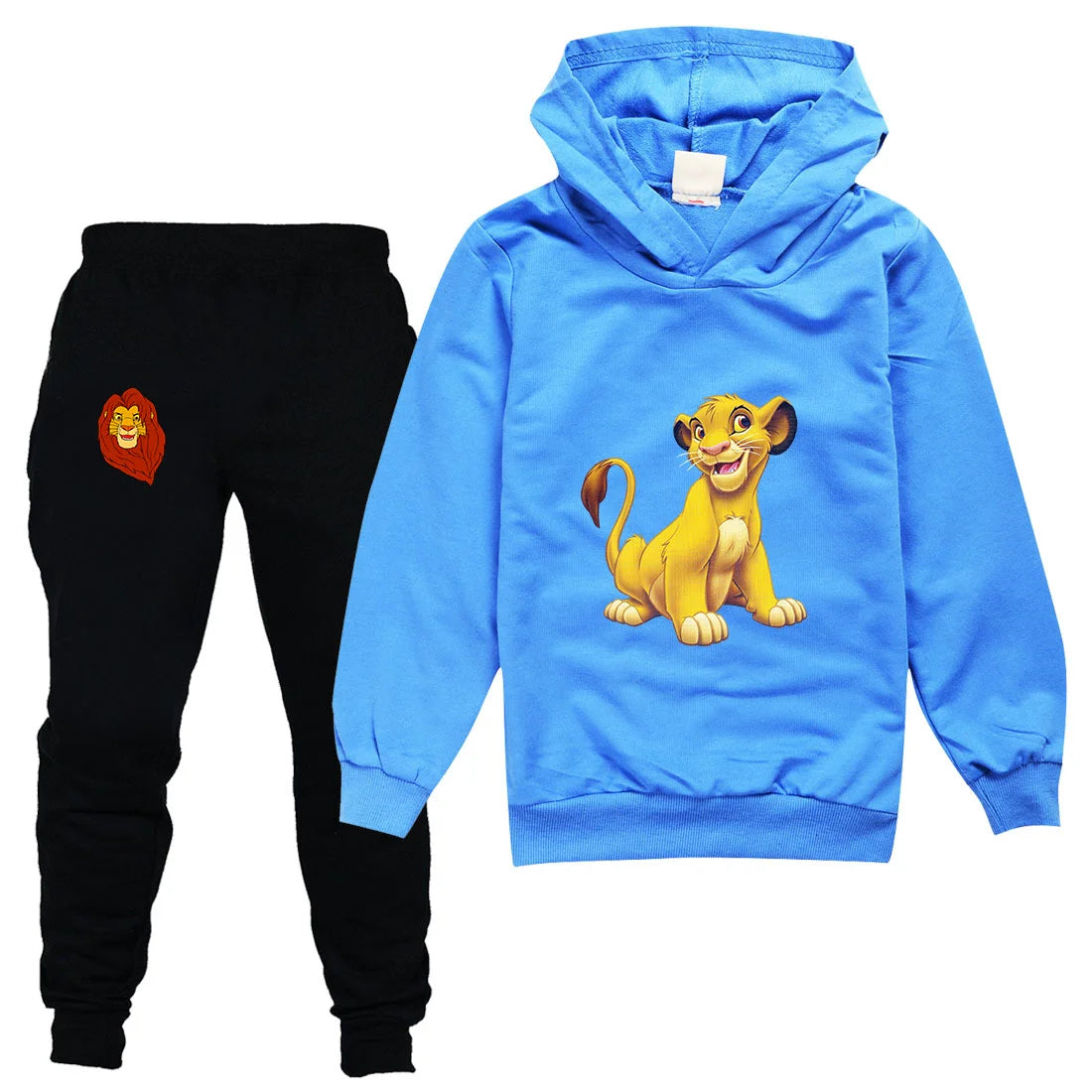 The Lion King Simba Boys Girls Casual Thin Hoodies Black Pants Children Outerwear Clothing Sets Kids Sportswear Suits