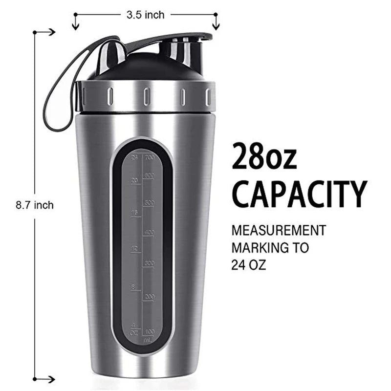 Whey Protein Shaker Sports Bottle Tainless Steel Shaker Bottle Leakproof Gym Nutrition Vacuum Blender Cup Customized