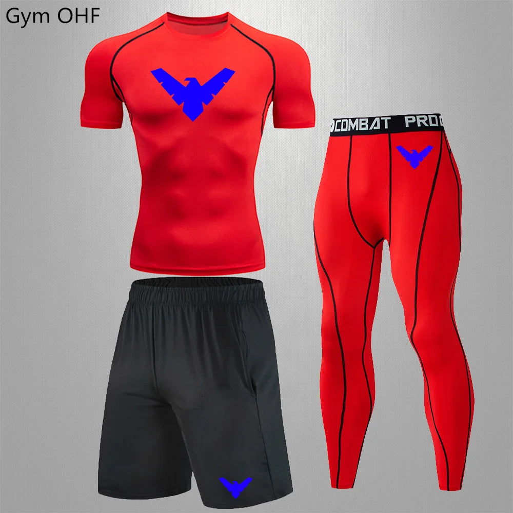 Nightwing Men's Compression Sportswear Suits Gym Tights Training Clothes Workout Jogging Running Set Rashguard Tracksuit For Men