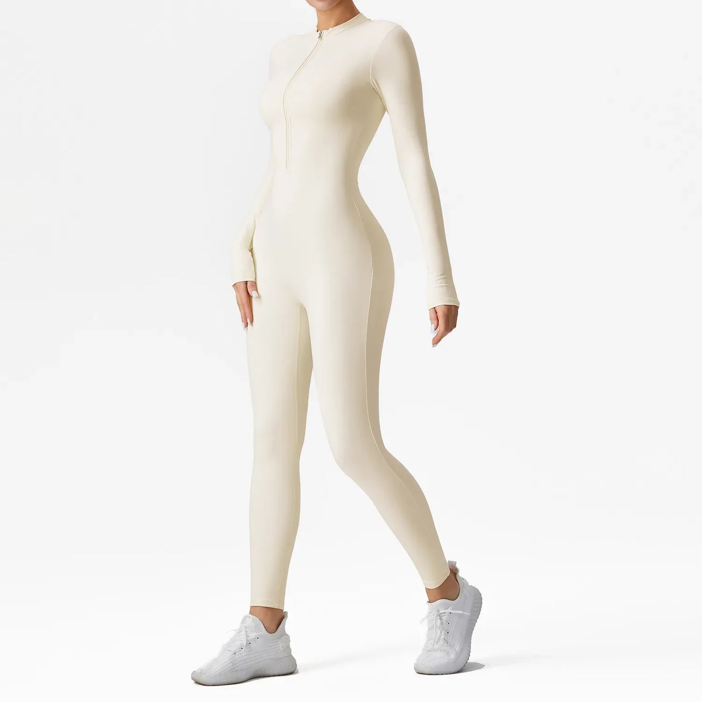 Women Jumpsuit Skinny Solid Color Ribbed Knit Long Sleeve Square Neck Bodycon Jumpsuit Romper Work Out Sport Yoga Playsuits