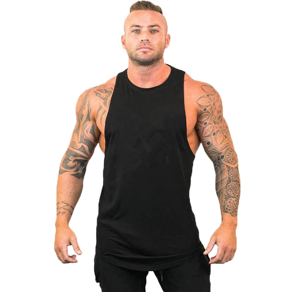 Casual Printed Tank Tops Men Bodybuilding Sleeveless Shirt Cotton Gym Fitness Workout Clothes Stringer Singlet Male Summer Vest