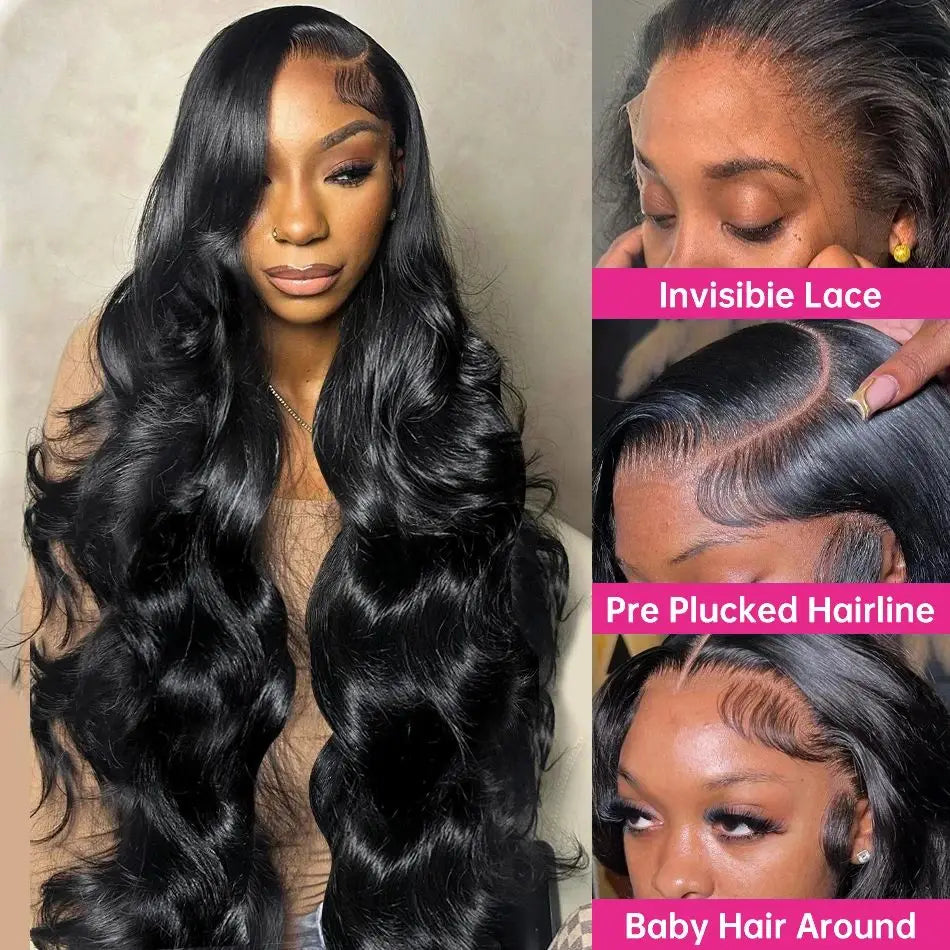 200 Density Lace Front Wigs Human Hair 13x6 Body Wave Lace Front Wigs Human Hair Pre Plucked HD Frontal Wigs for Black Women