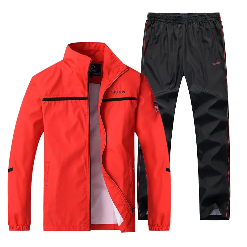 Sportswear Suit Men New Tracksuit Male Fashion Active Sets Spring Autumn Jogging Clothing 2PC Jacket + Pants Asian Size L-5XL