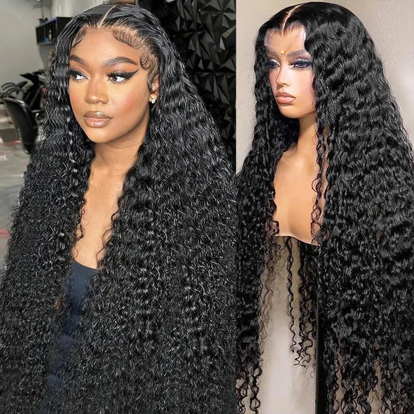 Water Wave Lace Front Wigs Human Hair 13x6 HD Lace Front Wig Pre Plucked with Baby Hair 180% Density Lace Front Curly Wigs