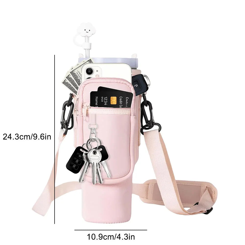 40oz Water Bottle Cover Bag Pouch With Adjustable Straps Neoprene Water Pouch Holder Bottle Carrier Bag For Stanley Quencher Cup