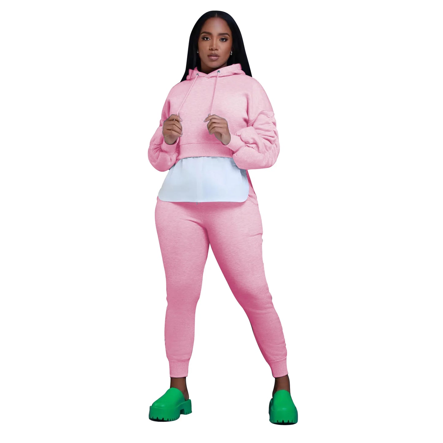 Hooded Tops Ribbed 2 Piece Pant Sets Women Sportswear Winter Tracksuits 2023 Ladies Two Piece Sweatpants Yoga Sets Joggers