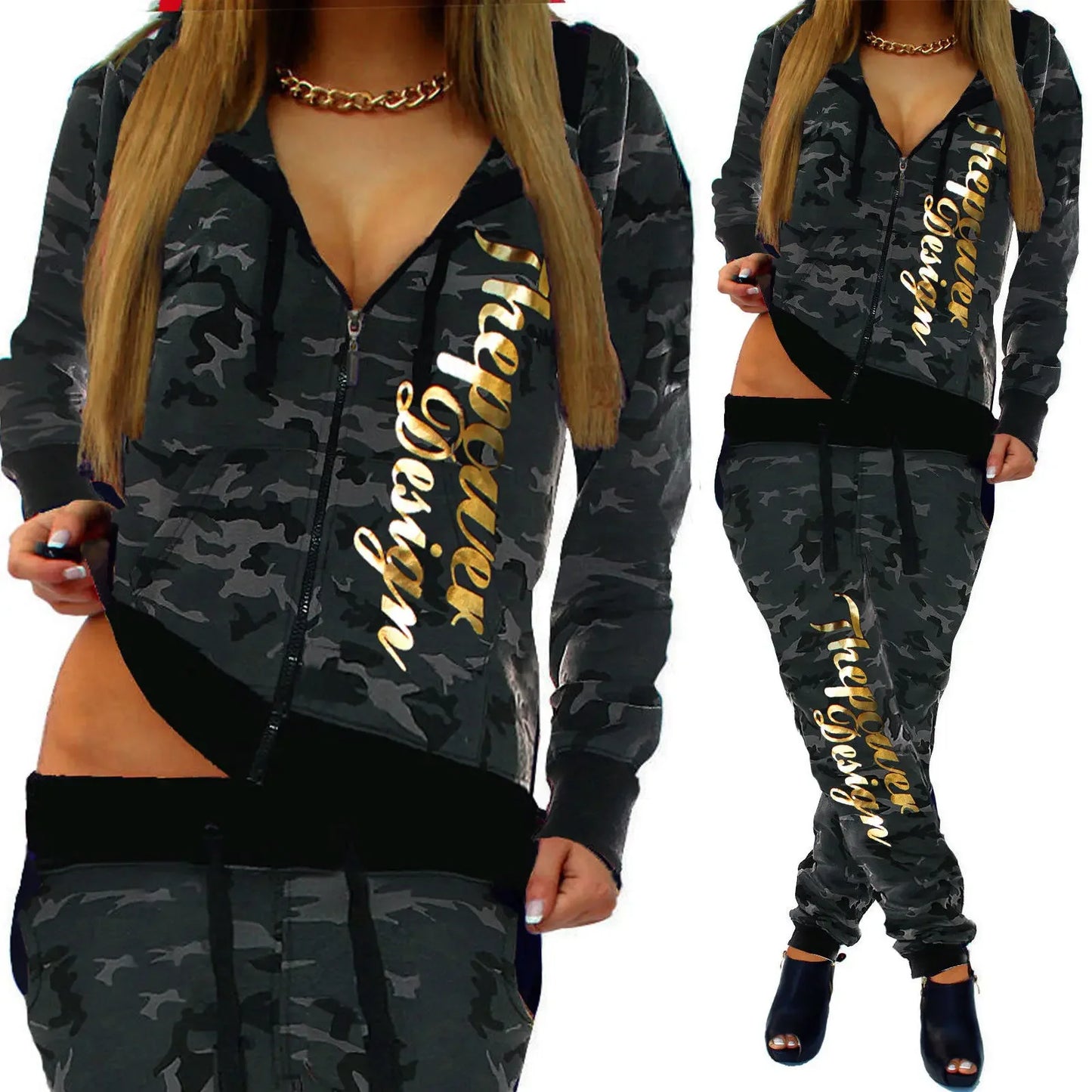 ZOGAA spring new 2 piece set women fashion clothing women 2024 Casual camouflage street style  sweatsuits for women Plus S-3XL