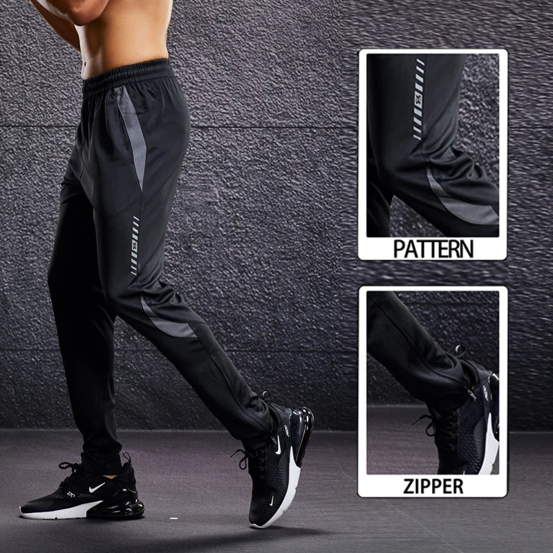 Men Fitness Running Sport Pants with Zipper Pockets Training Joggings Sweatpants Basketball Soccer Trousers Plus Size for Male