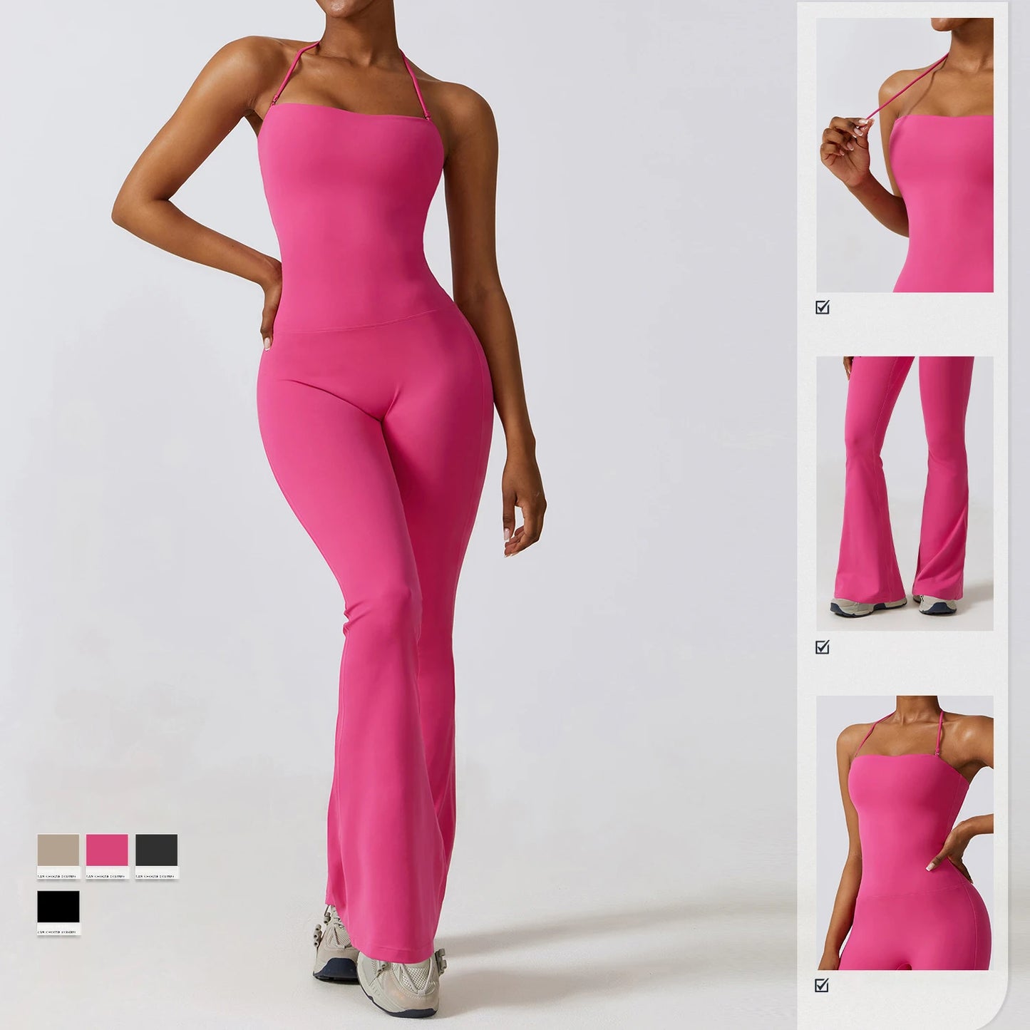 One-piece Yoga Suit Bell Bottoms Gym Set Women Sports Jumpsuit Women Fitness Rompers Stretch Workout Flare Leggings Bodysuits