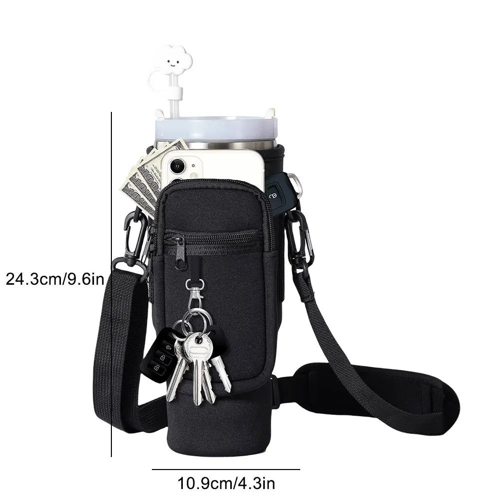 40oz Water Bottle Cover Bag Pouch With Adjustable Straps Neoprene Water Pouch Holder Bottle Carrier Bag For Stanley Quencher Cup