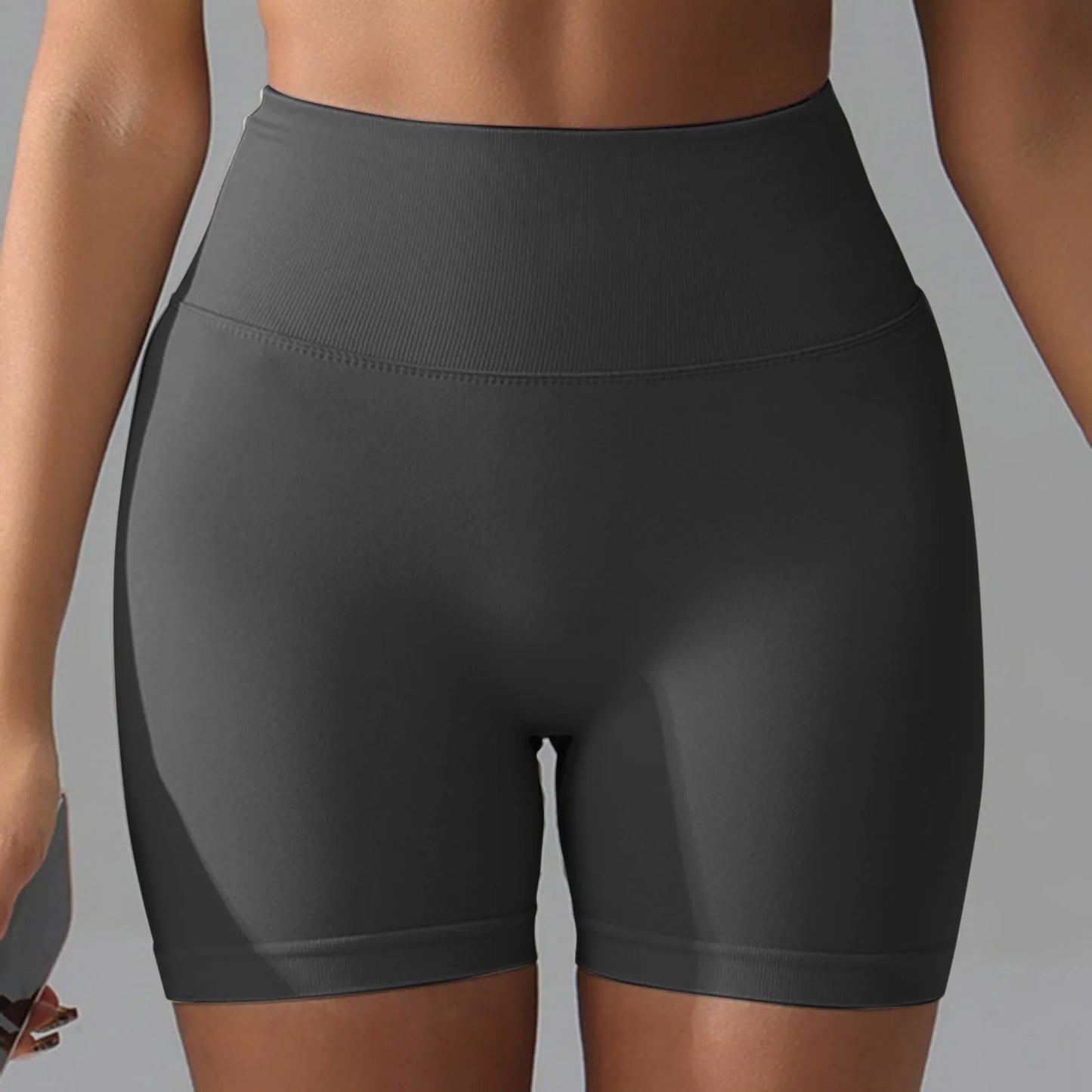 Gym Shorts Women Fitness Sports Biker 4.5" Low Ribbed Band Impact Shorts Workout Scrunch Butt Yoga Seamless Leggings