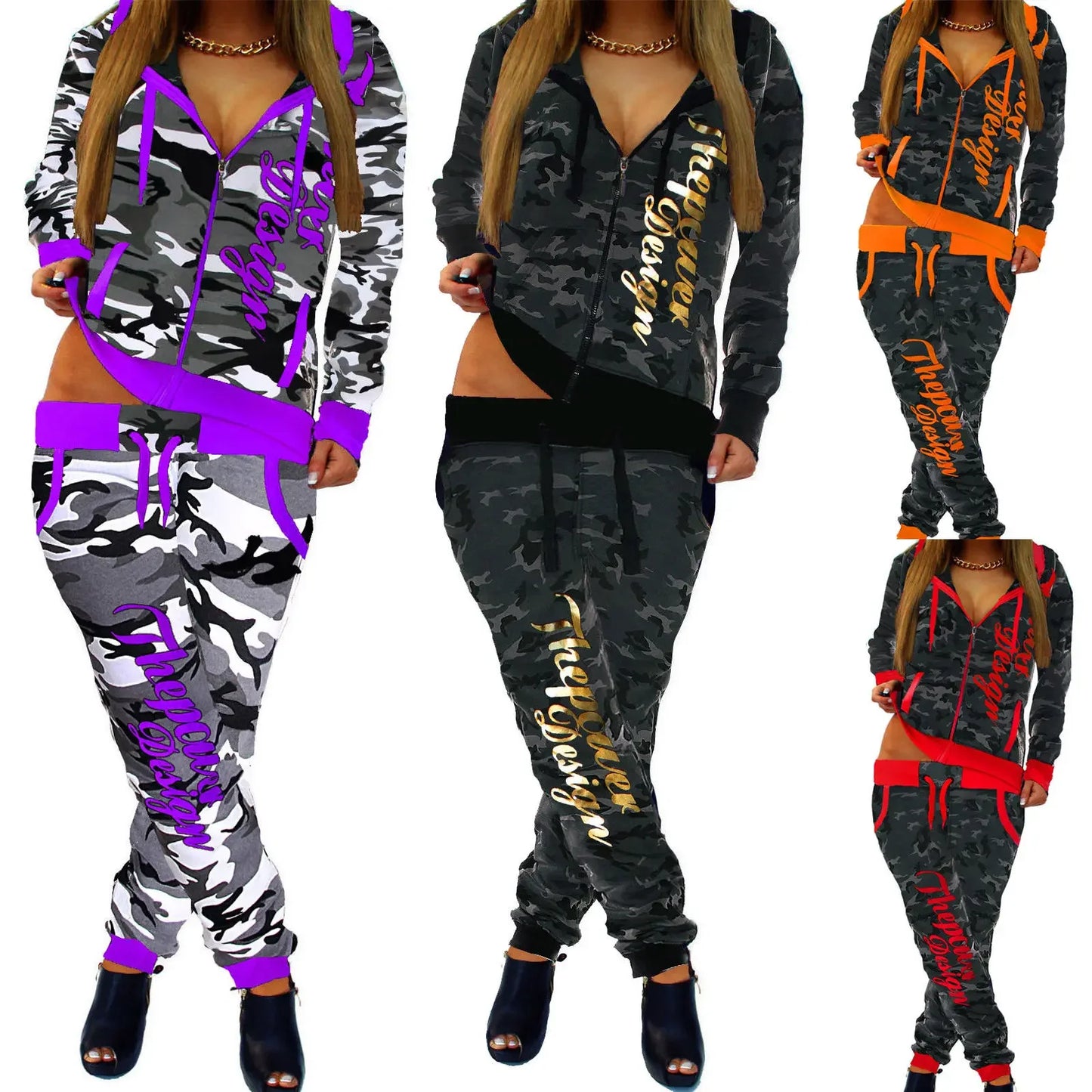 ZOGAA spring new 2 piece set women fashion clothing women 2024 Casual camouflage street style  sweatsuits for women Plus S-3XL