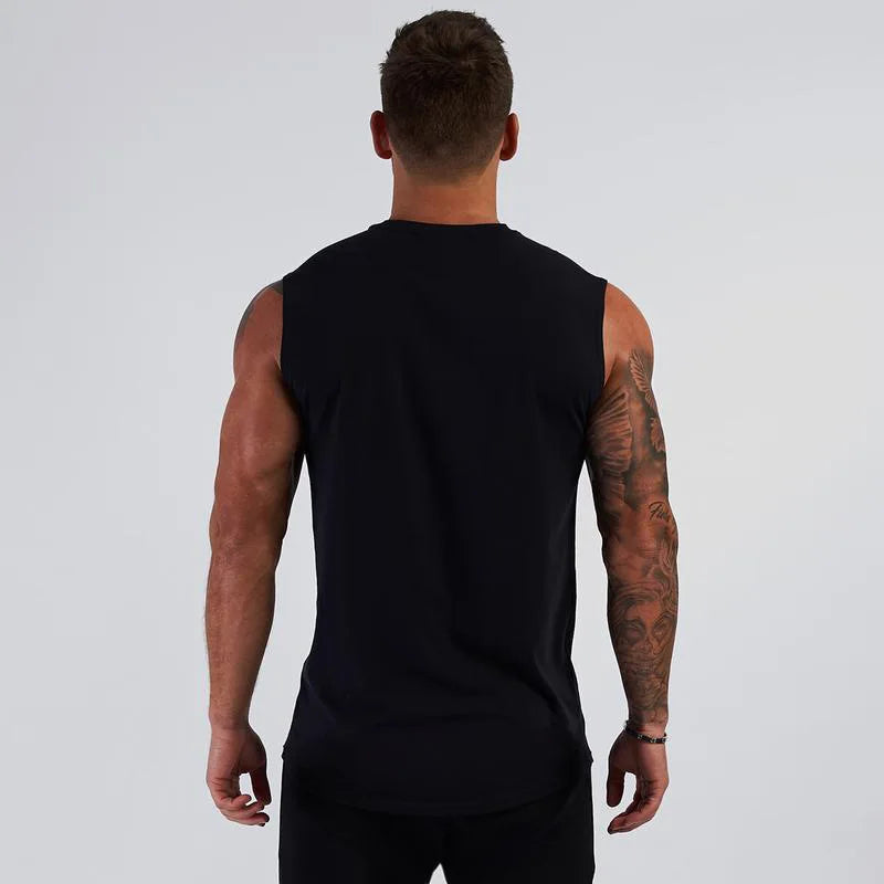 2023 Cotton V-neck Fitness Tank Top Men Summer Muscle Vest Gym Clothing Bodybuilding Sleeveless Shirt Workout Sports Singlets