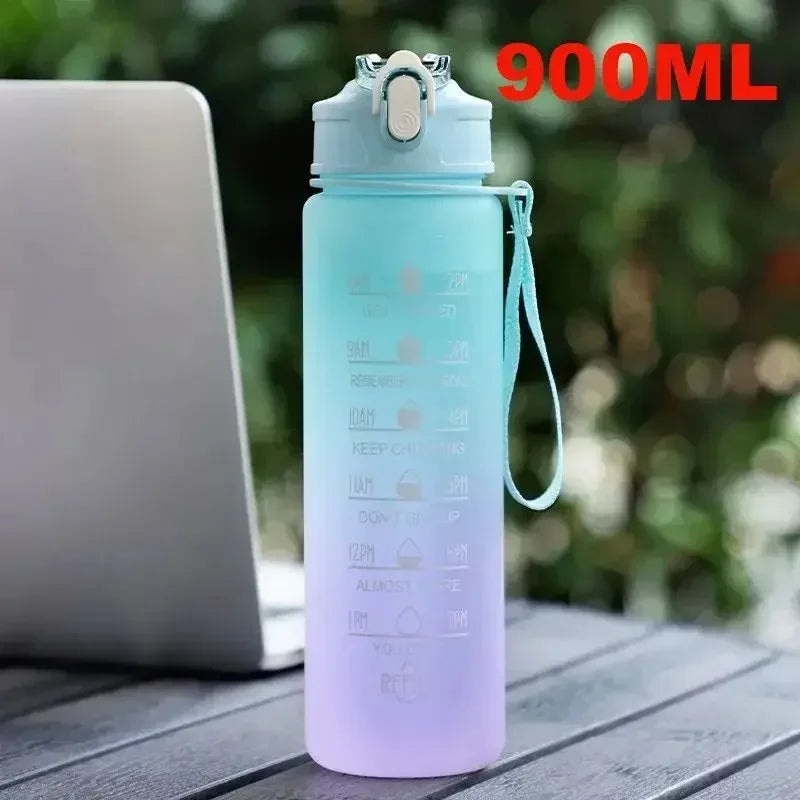 3Pcs Gradient Plastic Cup Set Large Capacity Sports Water Bottle Outdoor Travel Gym Fitness Jugs Student Portable Cup WIth Straw